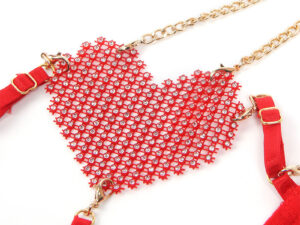 SUBBLIME - 955519 CONJUNTO SUJETADOR CON CADENAS Y CORAZÓN DE MALLA ROJO S/M - Imagen 5