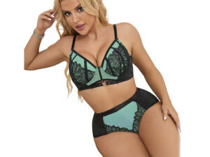 SUBBLIME - 955557 CONJUNTO SUJETADOR CON CREMALLERA DE MALLA DE CHAROL VERDE S/M - Imagen 3