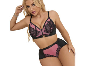 SUBBLIME - 955588 CONJUNTO SUJETADOR CON CREMALLERA DE MALLA DE CHAROL ROSA L/XL - Imagen 3