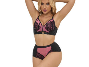 SUBBLIME - 955588 CONJUNTO SUJETADOR CON CREMALLERA DE MALLA DE CHAROL ROSA L/XL - Imagen 1