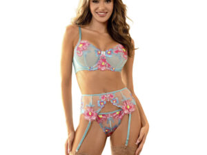 SUBBLIME - 957643 CONJUNTO SUJETADOR Y LIGUERO CON BORDADOS DE FLORES ROSAS S/M