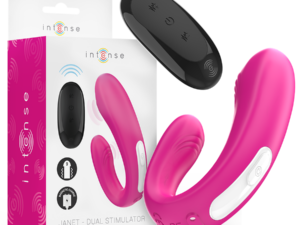 INTENSE - JANET ESTIMULADOR Y VIBRADOR DUAL EN FORMA DE U CON CONTROL REMOTO ROSA