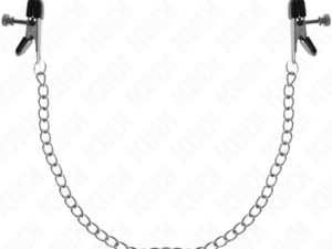 KINK - PINZAS PARA PEZONES PLANAS NEGRO CON CADENA PLATEADO 34 CM