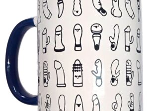 DIABLO PICANTE - TAZA BLANCA VIBRADORES  ASA AZUL 370 ML