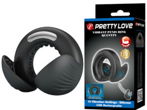 PRETTY LOVE - QUENTIN ANILLO PARA PENE CON ESTIMULADOR TESTICULAR