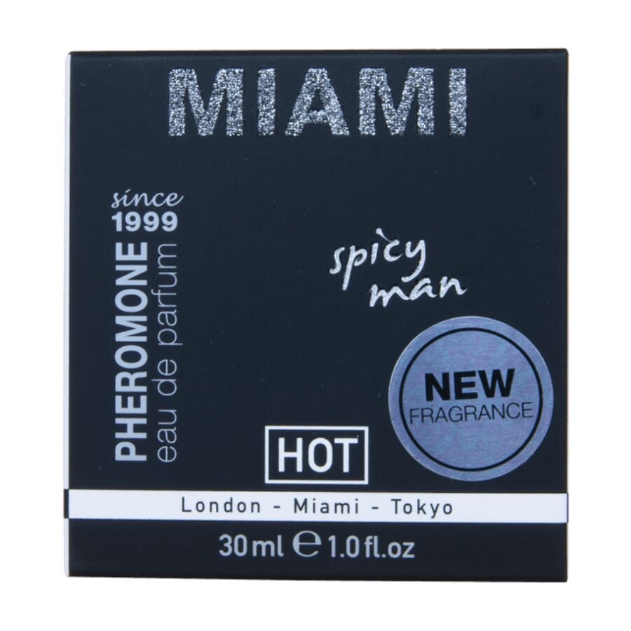 HOT - PERFUME CON FEROMONAS MIAMI SPICY HOMBRE 30 ML - Imagen 3