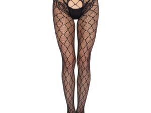 LEG AVENUE - 1966 MEDIAS DE RED CON PANTY SIN ENTREPIERNA NEGRO - TALLA ÚNICA