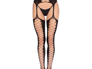 LEG AVENUE - 1968 MEDIAS DE LIGUERO CON ENCAJE NEGRO - TALLA ÚNICA