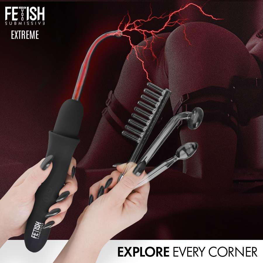 FETISH SUBMISSIVE - VIBRADOR WAND ELECTROESTIMULACIÓN ALTA FRECUENCIA - Imagen 3