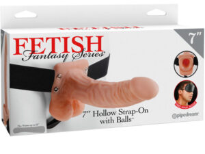 FETISH FANTASY SERIES - 7 HOLLOW STRAP-ON WITH BALLS 17.8CM NATURAL - Imagen 2