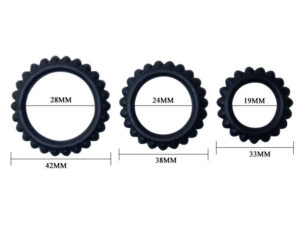 BAILE - TITAN SET 3 PCS COCK RING BLACK 2.8 + 2.4 + 1.9 CM - Imagen 4