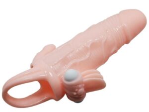 BAILE - BRAVE MAN FUNDA PENE ANAL Y CLITORIS VIBRADOR 16.5 CM NATURAL - Imagen 5