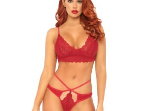 LEG AVENUE - SET 2 PIEZAS CON TANGA DOBLE TIRANTA M/L ROJO