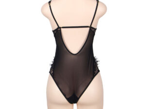 SUBBLIME - TEDDY ENCAJE FLORAL Y CON FLECOS NEGRO TALLA GRANDE - Imagen 3