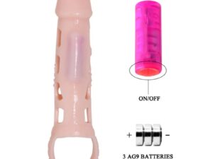BAILE - FUNDA EXTENSORA PENE CON VIBRACIÓN Y STRAP NATURAL 13.5 CM - Imagen 4